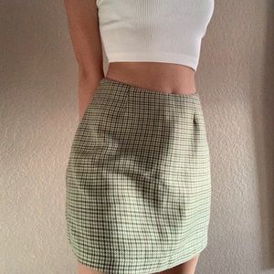 Sage Green Plaid Mini-skirt